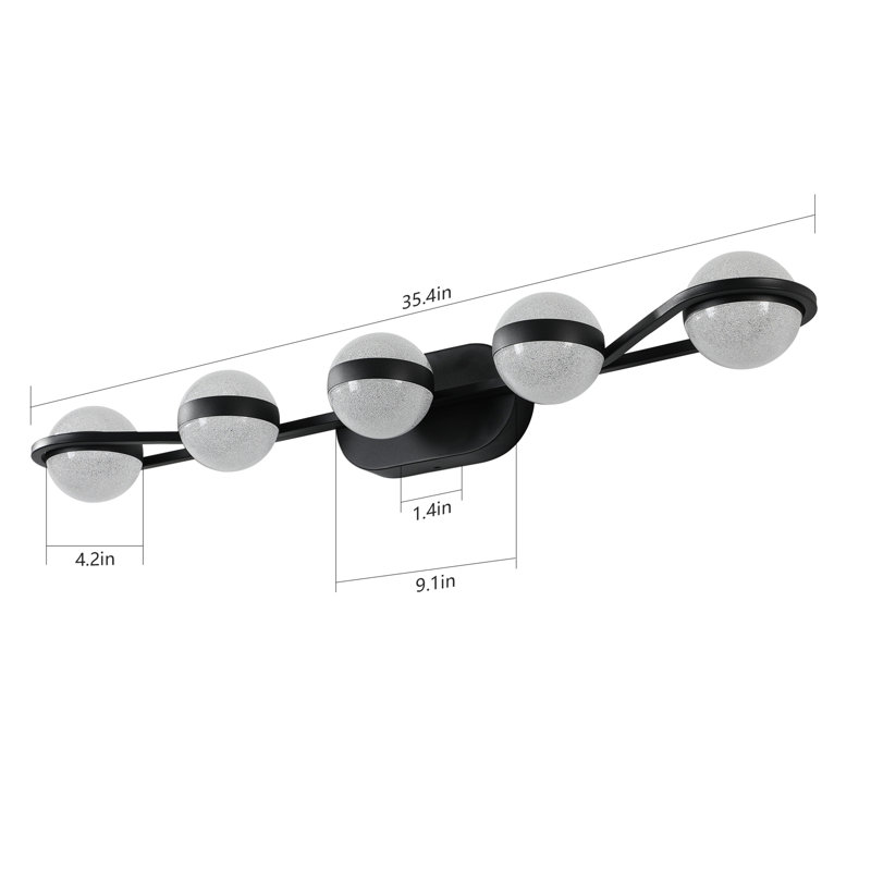 Luminaire de salle de bain moderne minimaliste Querida, abat-jour en verre givré à 5 ampoules DEL, luminaire décoratif mural, convient au miroir de meuble-lavabo