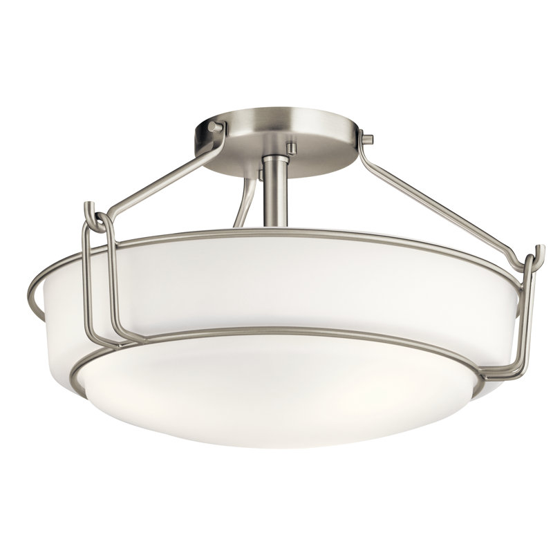 Horan Glass Semi Flush Mount, Brushed Nickel