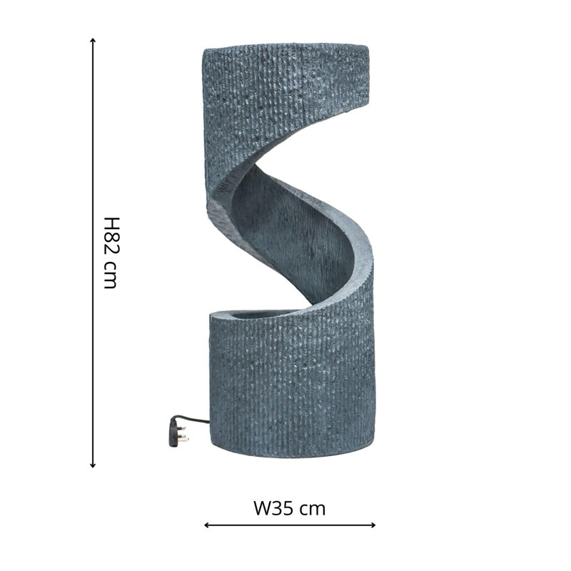  Glass Fiber Reinforced Concrete (GFRC) Spiral Water Feature with LED Light, Cement