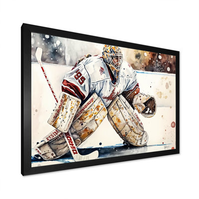 Hockey gardien de but sur glace pendant le match III - art mural de hockey sportif pour le salon