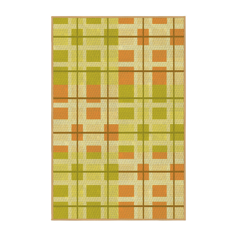 Tapis vert en laine à motif géométrique Zain, Rectangle 2 pi x 3 pi