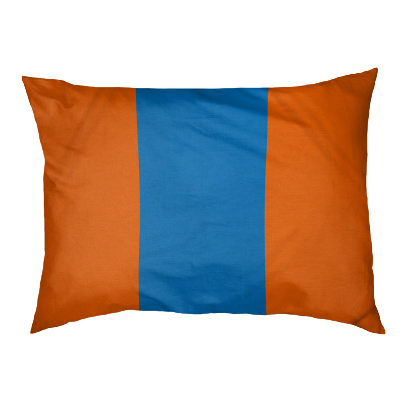 Coussin rectangulaire designer Miami, Rouge orangé / bleu / rouge orangé, Moyen (L 30 po x l 40 po)