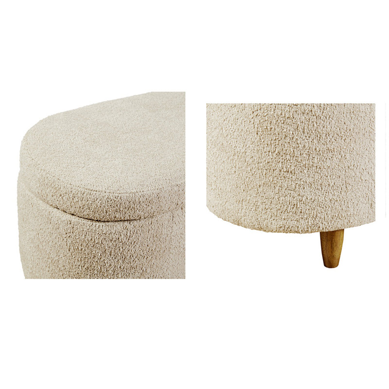 Bailey 48" Beige Boucle Flip Top Storage Bench