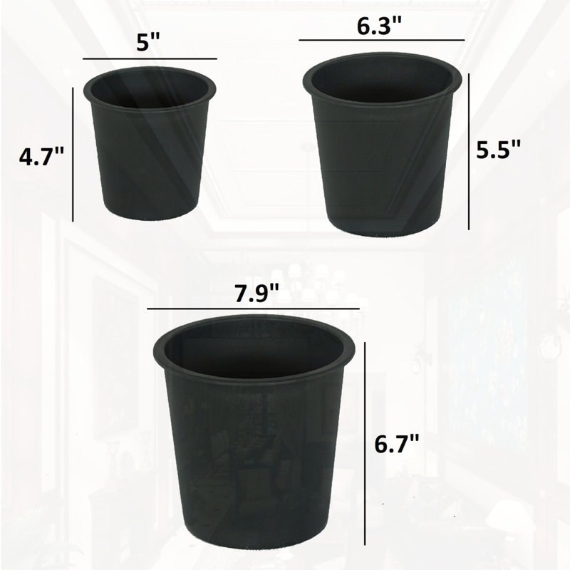 5" Round Nursery Plant Pot 5-Pack, 4.7" H x 5" W x 5" D