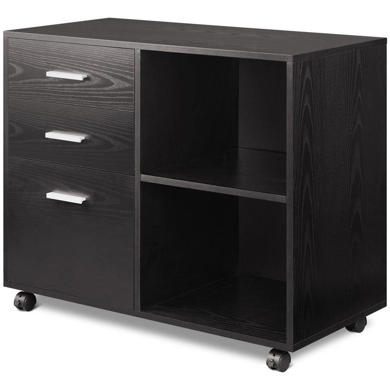 81.3cm Wide 3 -Drawer Mobile File Cabinet, Black