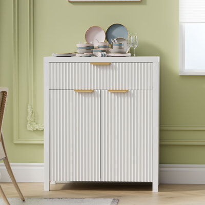 Modern Sideboard Cabinet With Large Drawer,Storage Buffet With Adjustable Shelf ,Entryway Cabinet With Water Ripple Design, Perfect Storage For Dining by Ebern Designs