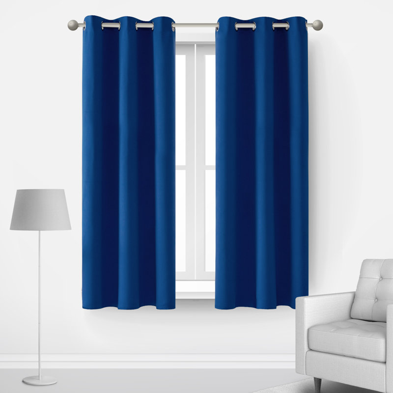 Lompoc Room Darkening Grommet Curtain Panels, Royal Blue, 42" W x 45" L