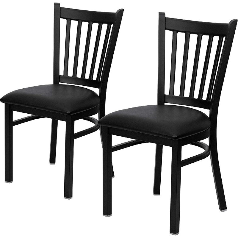Hercules Prompton Vertical Back Metal Restaurant Chair, Black, 2