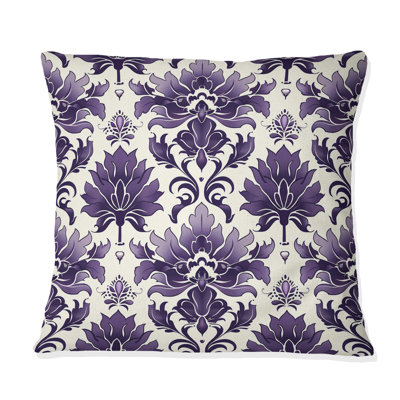 Coussin décoratif mauve blanc damassé Elegance VI - Modern