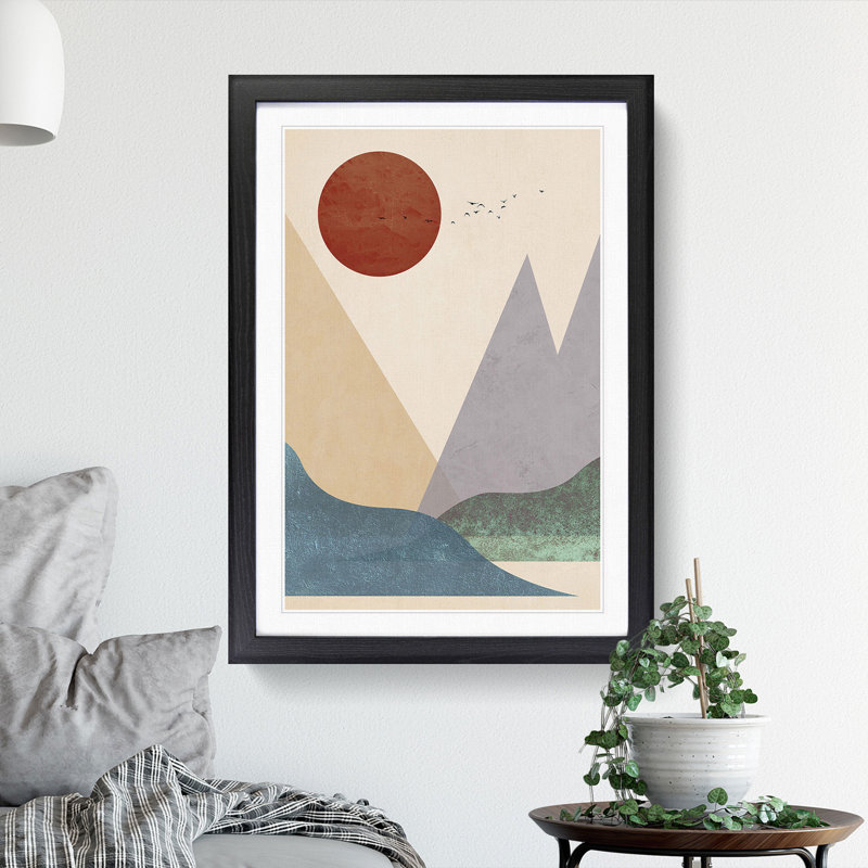 Abstract Modern Landscape - Picture Frame Graphic Art, 65cm H x 48cm W x 2cm D, Black