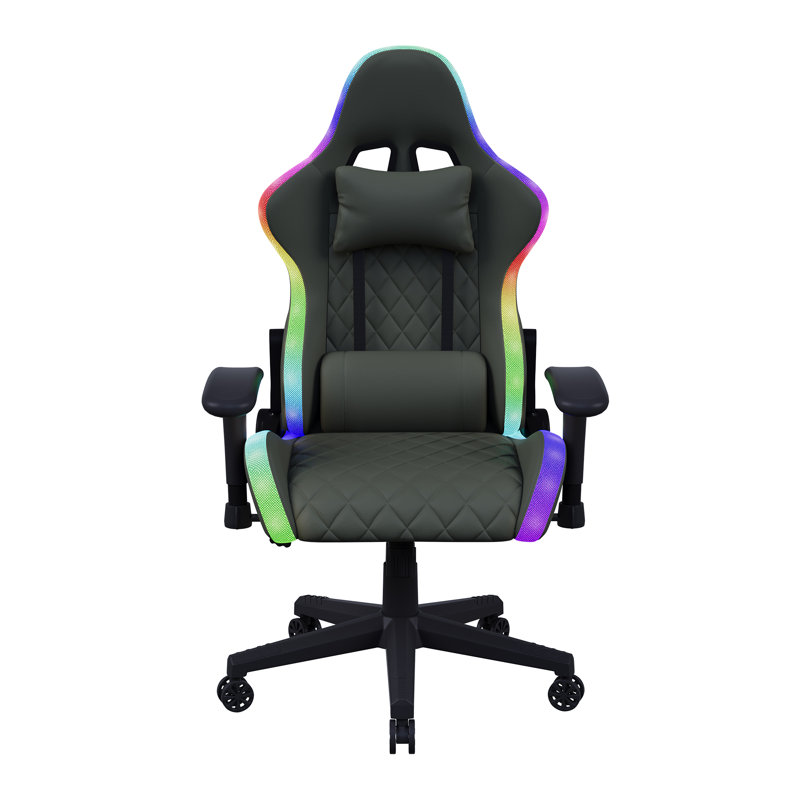 Metro Lane Adjustable Ergonomic Faux Leather Swiveling Floor Game Chair in Black