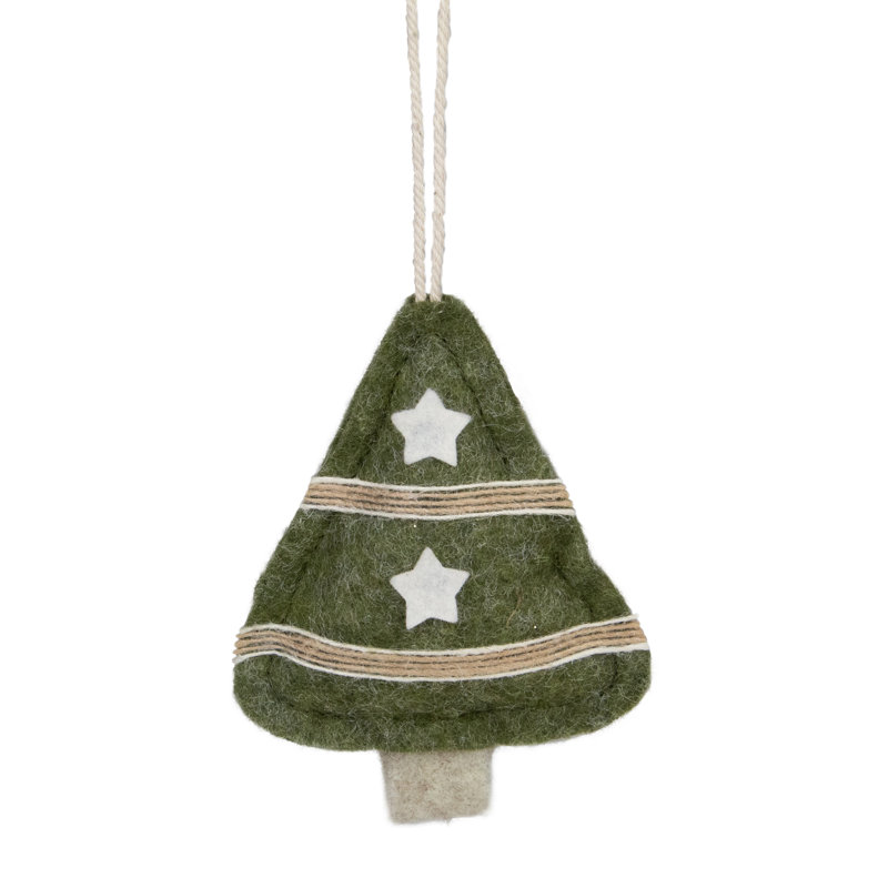 Ornement de Noël vert 4,5 po en forme d'arbre en peluche