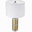 Lampe de table cylindrique dorée et blanche D15x25,5 "avec abat-jour tambour (assemblage de l'abat-jour requis)
