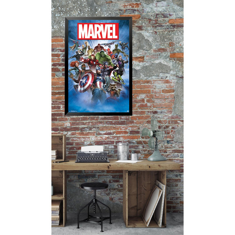 Marvel - impression d'art graphique sur papier, Papier encadré noir, H 36,5 po x l 24,75 po x P 1 po