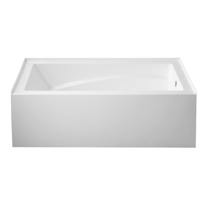 Kingston Brass Aqua Eden 60-Inch Acrylic Rectangular 3-Wall Alcove Tub with Armrest and Anti-Skid Surface, Right