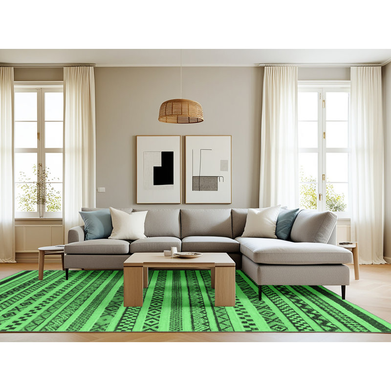 Washable Geometric Indoor Rug, Rectangle 8' x 12'