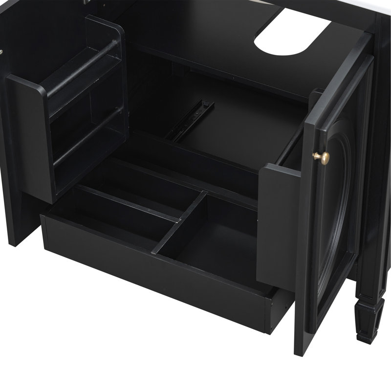 Charmant meuble-lavabo avec rangement abondant et design élégant, Noir, noir, noir, noir, Doré