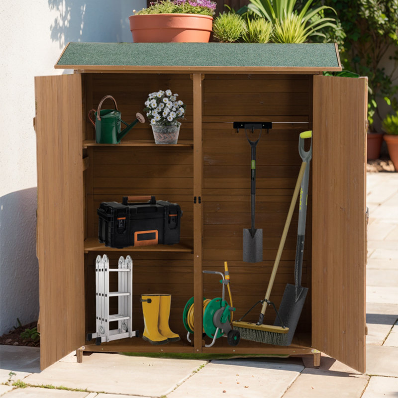 Armoire d'extérieur en bois massif Lean-To, Brun