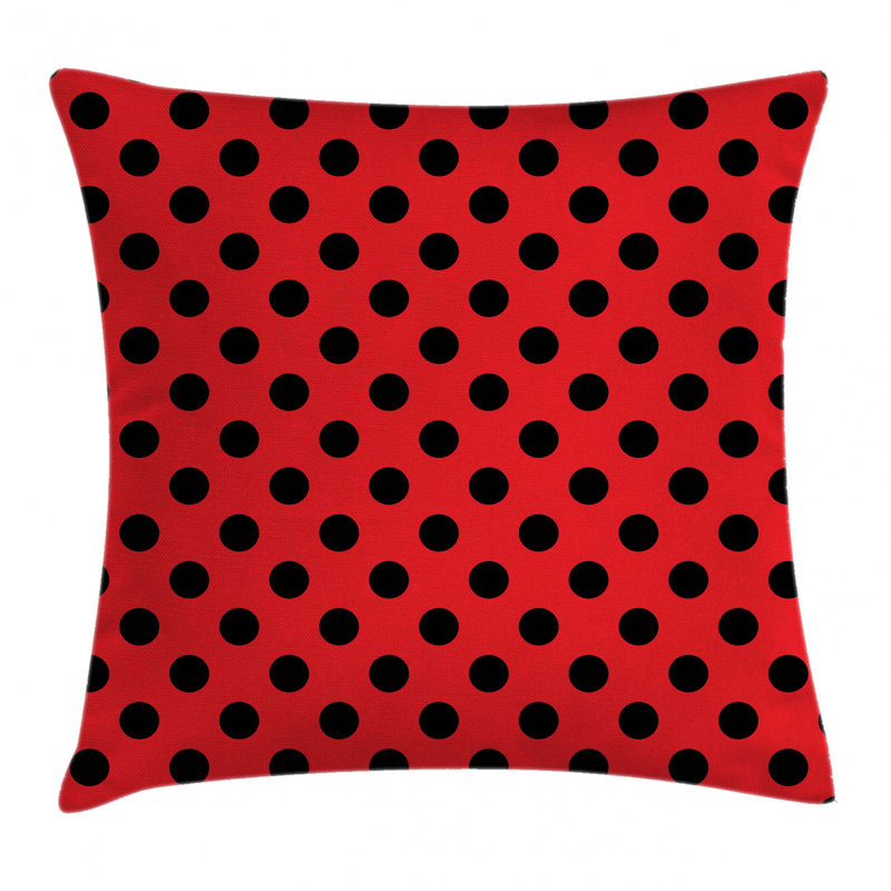 Polka Dots Throw Pillow, Pillow Cover Only - No Insert, Red/Black, 26" H x 26" W