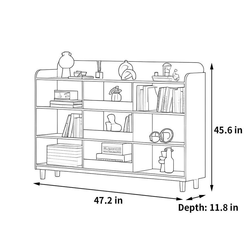 Wilbourn, (4 tablettes) H 45,6 po x l 47,2 po x P 11,8 po, Marron foncé