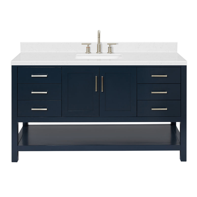 ARIEL Magnolia 60 Single Sink Bathroom Vanity with Top, Midnight Blue