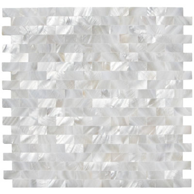 Carreau de mosaïque en coquillage blanc 0,5 "x 1" Arctique