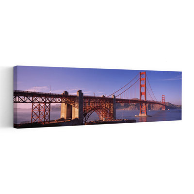 Suspension Bridge At Dusk Golden Gate Bridge San Francisco Marin County California USA by Thomas Winz - Wrapped Canvas Panoramic Print