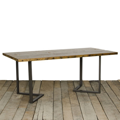 Solid Wood Top Metal Base Dining Table