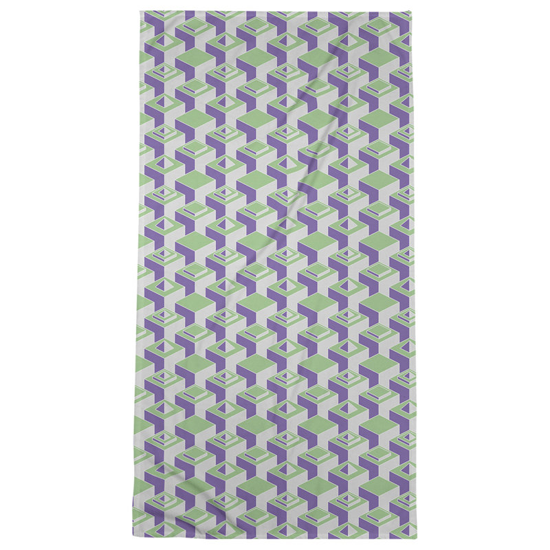 Serviette de plage classique gratte-ciels, Vert / bleu clair