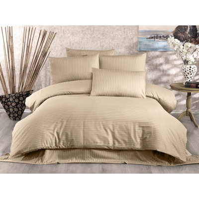 Ensemble de housse de couette très grand Cappuccino, 80% coton / 20% polyester | Comprend une housse de couette (78,7 x 86,6) et 2 taies d'oreiller (31,5 x 31,5) | Literie douce et durable lavable à la machine, à une contexture de 229 fils, pour un confort luxueux
