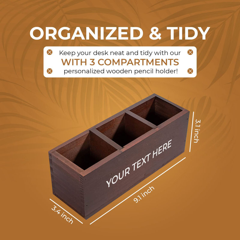 Wood Pen Holder, Dark Brown, Yes