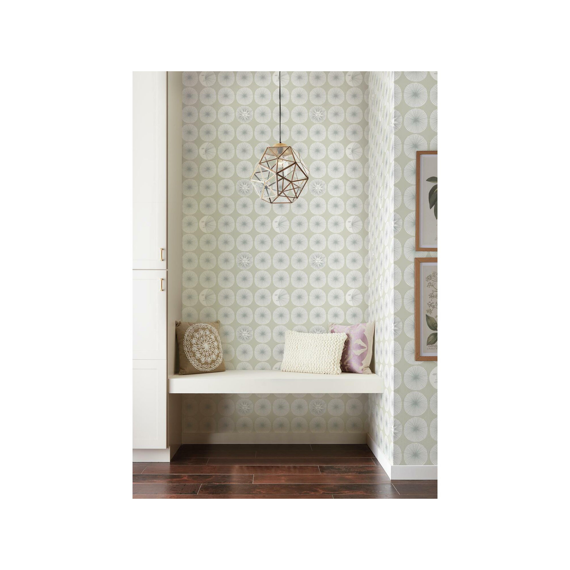 Mid-Century Peel & Stick Geometric Wallpaper, Natural/Silver