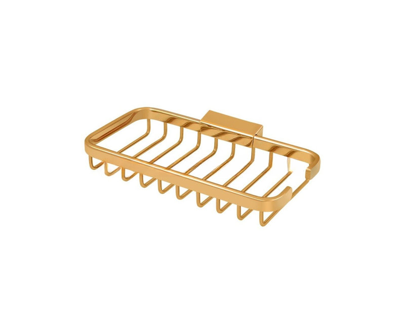 F6A3B0C53A0C463684B1716B5E5AAE66 Wire Basket, 8" x 4" Rectangular in PVD Polished Brass, PVD Polished Brass