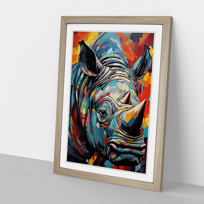 Rhino Constructivism - Framed Print, Oak, 64cm H x 46cm W x 2cm D