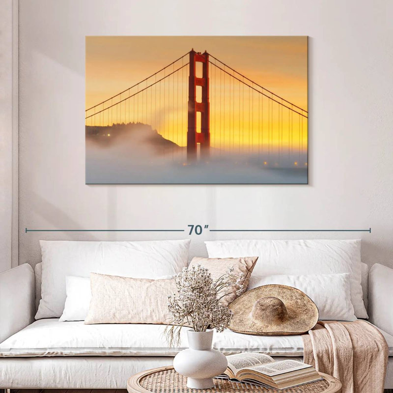 Lilie Golden Gate Bridge Sunset Mist, H 30 po x l 45 po