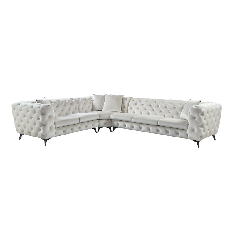 Canapé modulaire en tissu beige avec 4 coussins Atronia