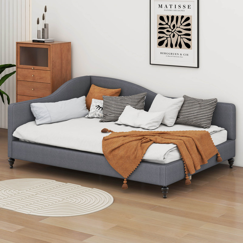 Lit de jour en lin Linen, Lit double, Gris