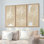 Grand art mural en bois bohème encadré, ensemble de 3 décorations murales modernes en bois de style concentrique minimaliste de style Mid-Century pour le salon, la chambre à coucher, le bureau à domicile 16 x 32 pouces