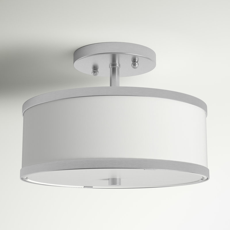 Berthine Linen Blend Semi Flush Mount, Brushed Nickel