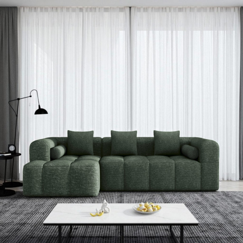 Canapé modulaire en chenille 101,2 po, Chenille verte