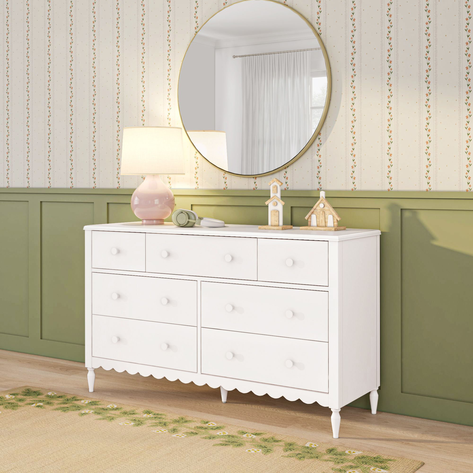 Charlotte 7 Drawer Dresser, Pecan, Linen White