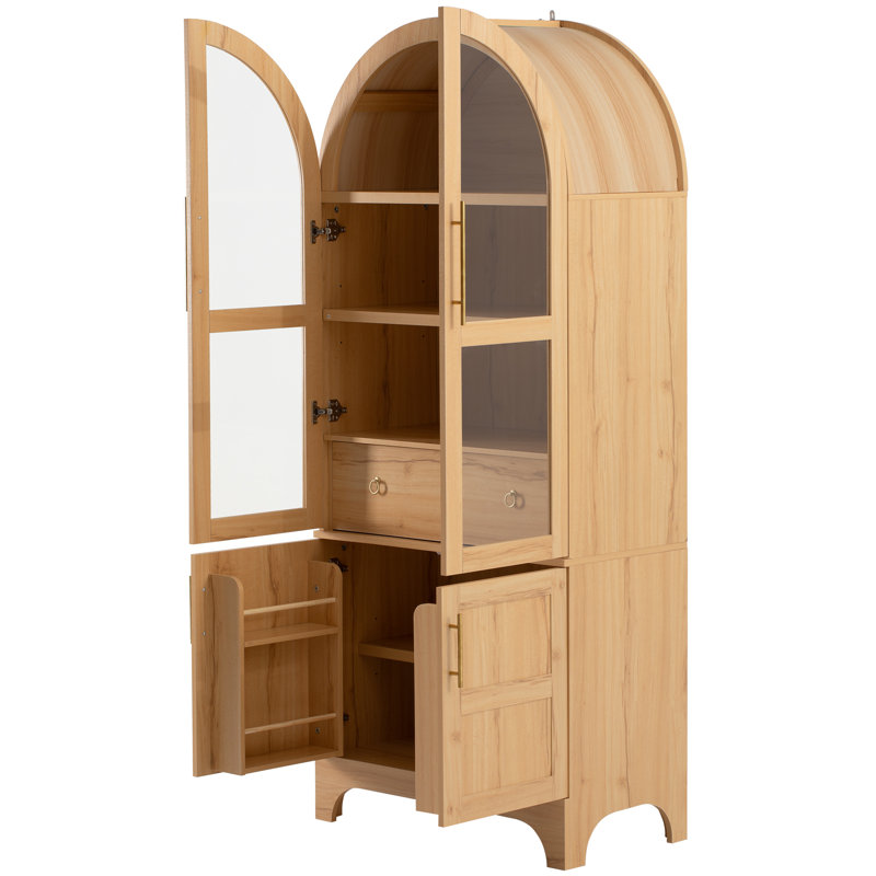 Grand garde-manger arqué 71 "avec tablettes de porte 71", Naturel
