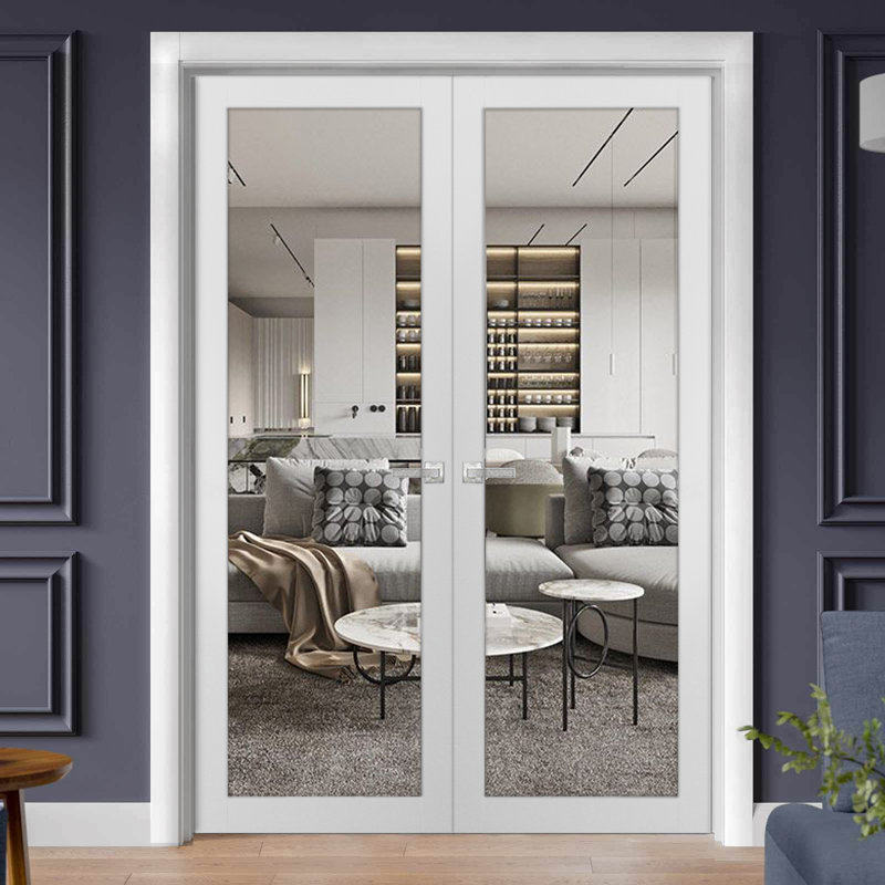 Portes françaises en verre transparent Lucia, 84" x 80"