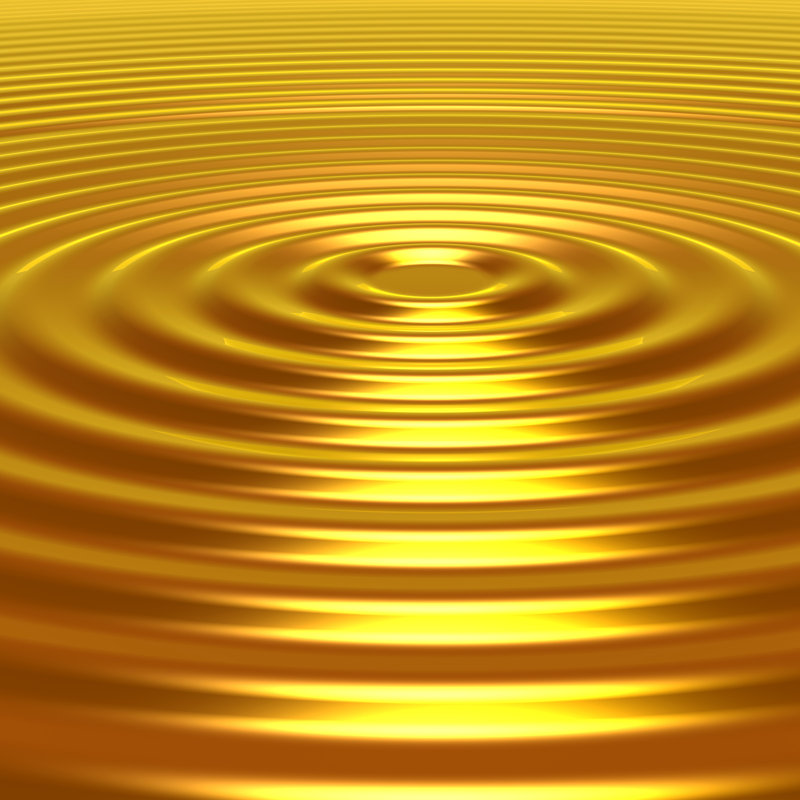 Concetric Golden Ripples - Wrapped Canvas Print, 30cm H x 20cm W x 3.8cm D