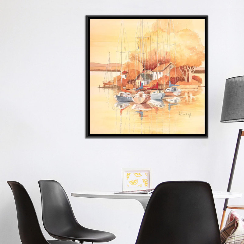 «Seaside I», reproduction sur toile, H 18 po x l 18 po x P 1,5 po, Toile avec cadre flottant noir, Pas de tapis