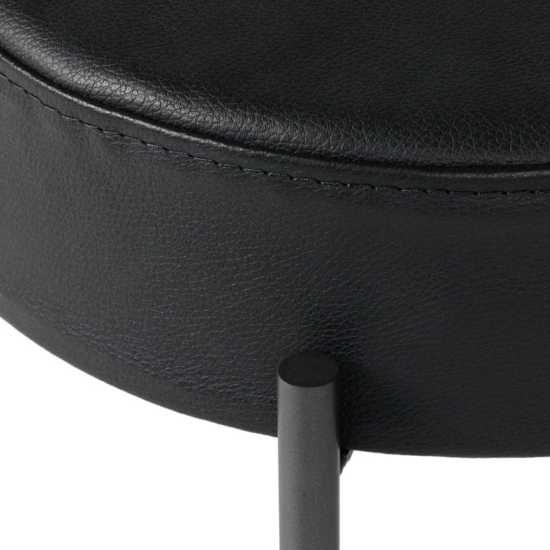 Tabouret de bar et de comptoir Eugenia, Tabouret de bar (siège d'une hauteur de 30 po), Cuir - Noir