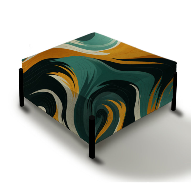Jungle Majesty en orange et vert - Grand repose-pieds carré abstrait