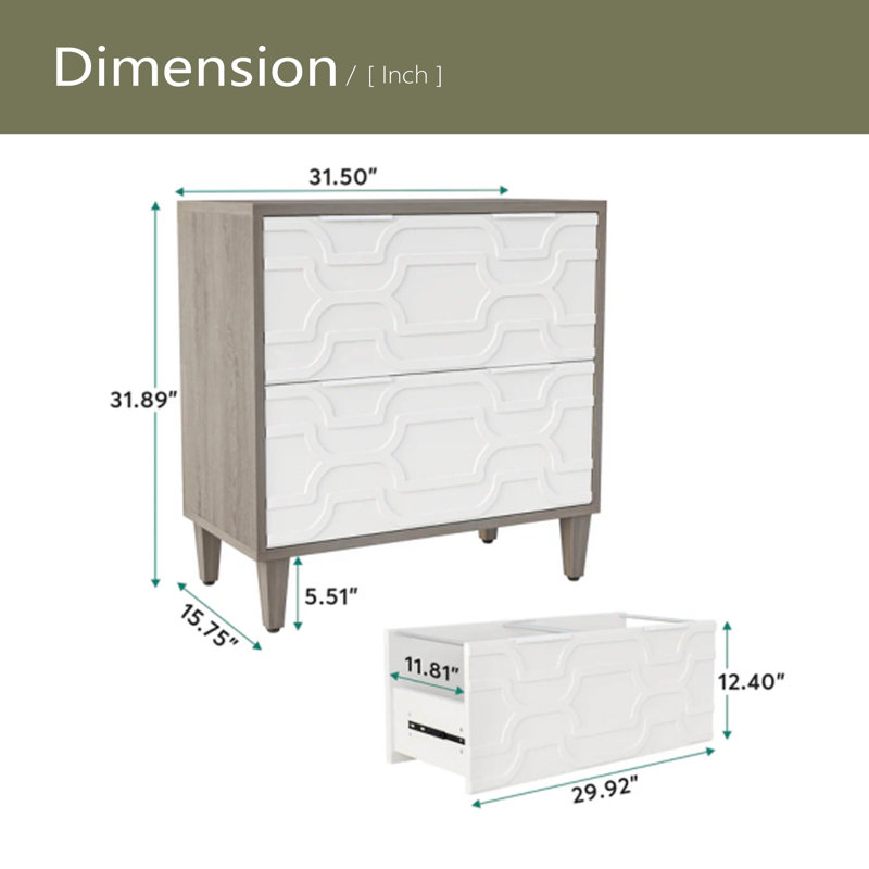 Wood Storage Cabinet,File Cabinet With Drawer, Gray/White