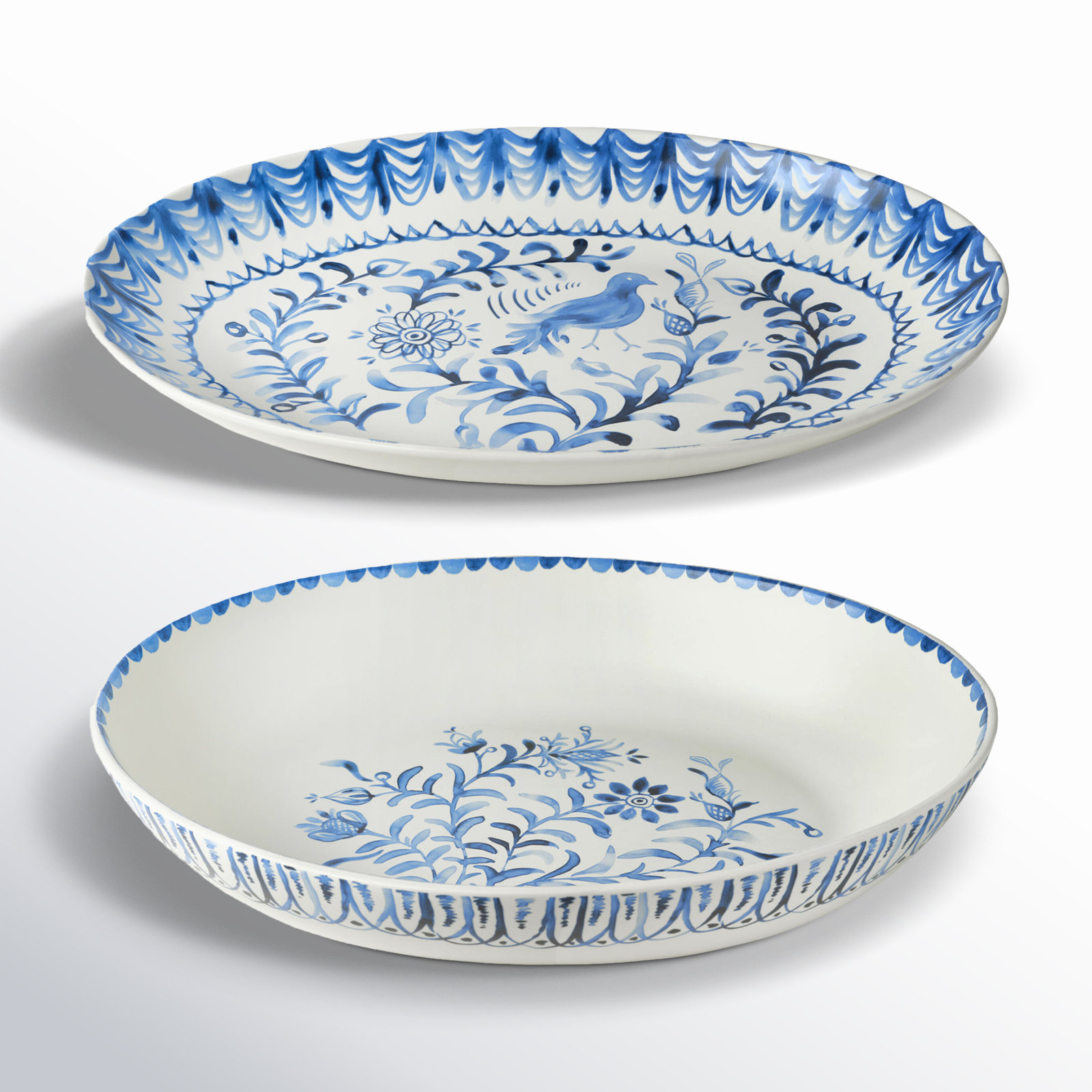Fitz And Floyd Sicily Blue Serve Bowl Platter Set
