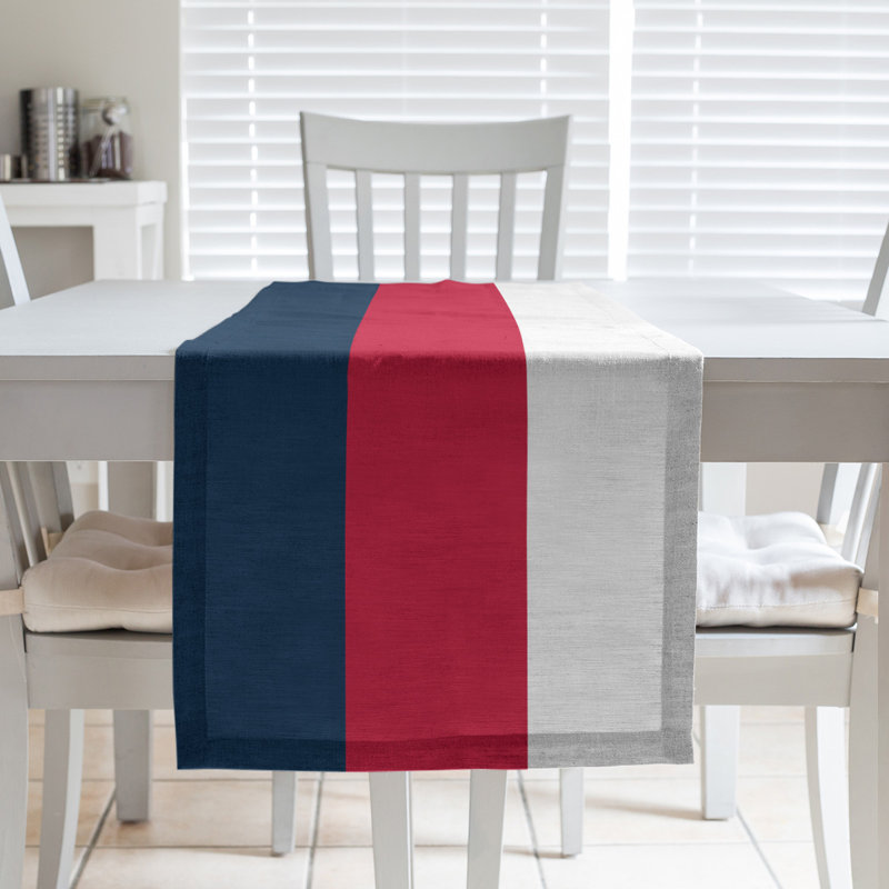 New Orleans Football Stripes Table Runner, 72" x 16", Cotton Blend, New England Football Red Mid/White Side